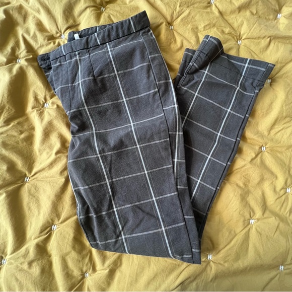 Free People High Rise Plaid Ankle Pants in Charcoal Gray 0 2 - Picture 2 of 4